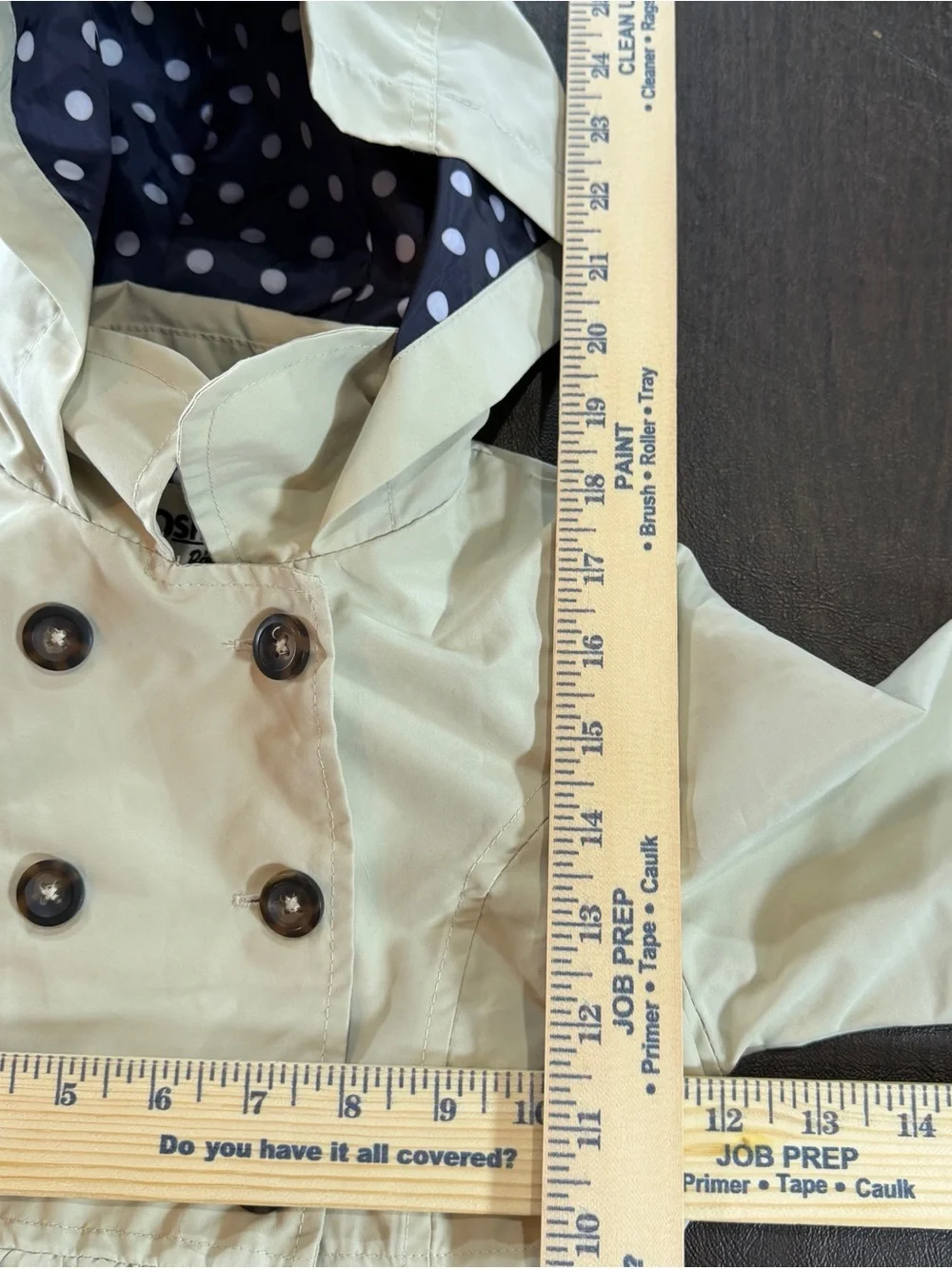 OshKosh B'gosh Girls' Hooded Double-Breasted Trench Coat - Cream Sz 4T